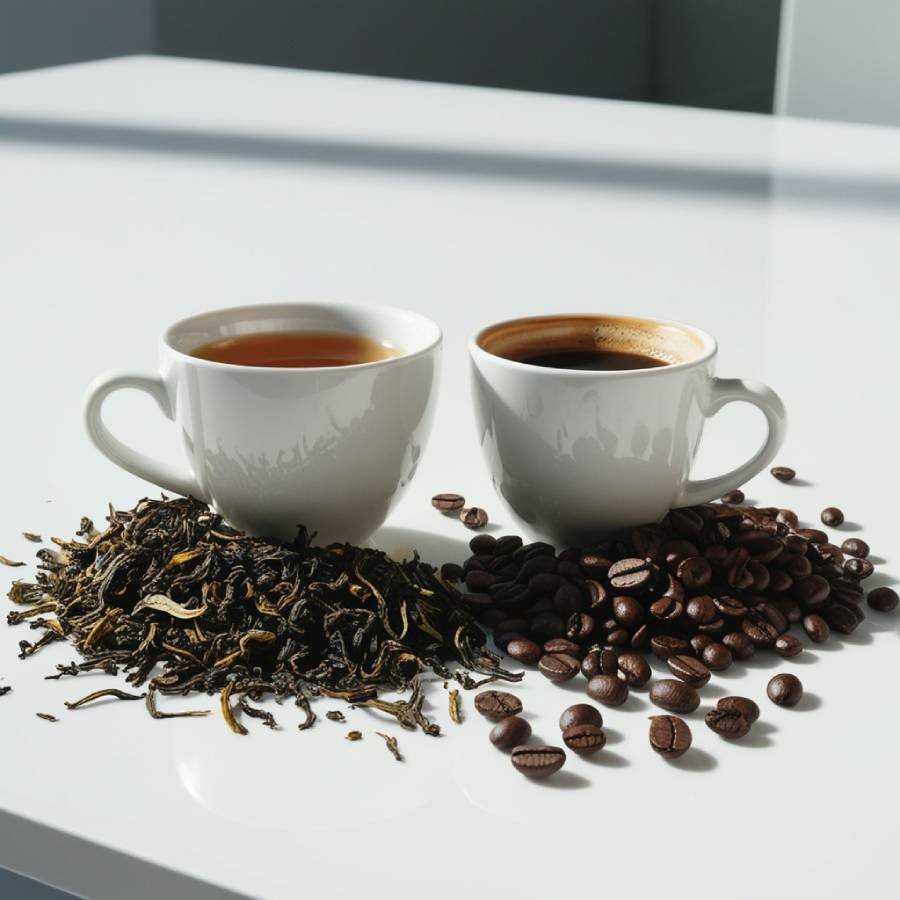 tazza di tè e tazzina di caffè