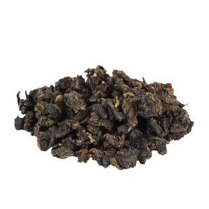 Tè Oolong in foglie arrotolate, dettaglio vista laterale, origine Fu Liang in Cina