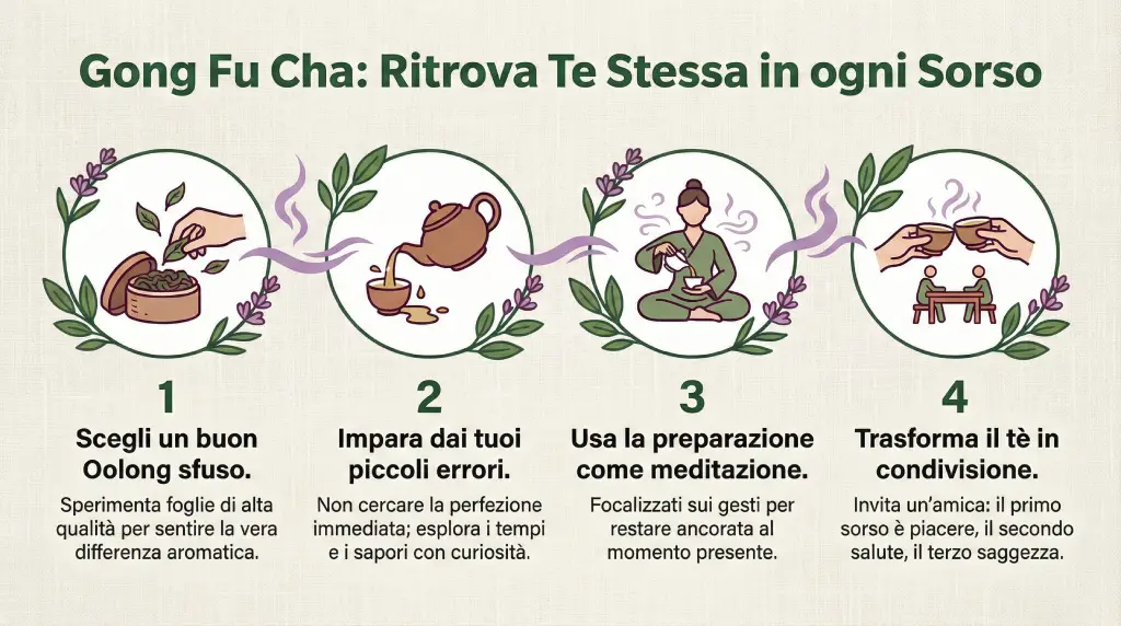 4 passi per il meditare con la cerimonia del tè Gong Fu Cha