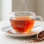 Tazza di tè rooibos con paletta per scoprire cos'è il tè rooibos sfuso